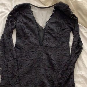 Formal black lace dress long sleeve